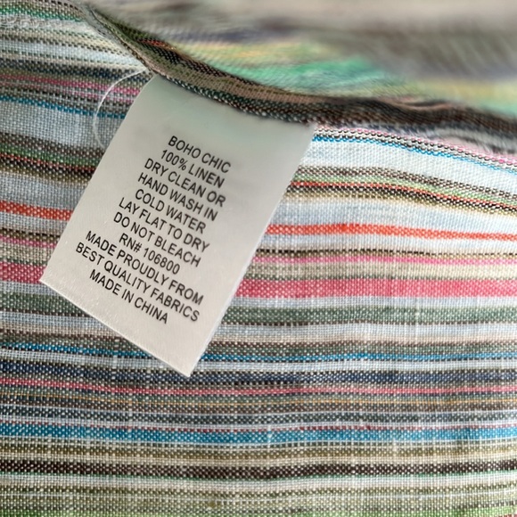 BOHO CHIC Women’s Multi Color Striped Collar Sleeveless Buttondown Front|Back S - Picture 7 of 12